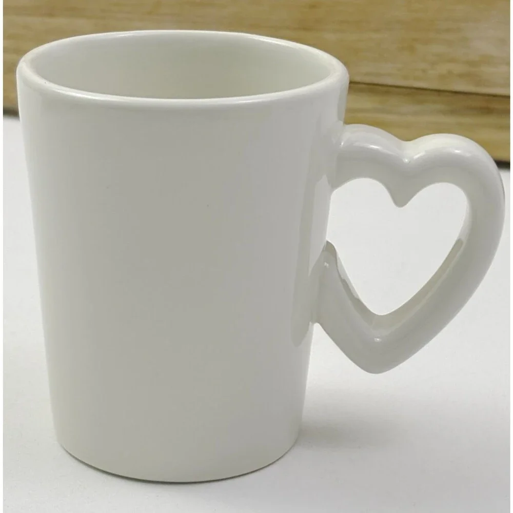 Williams Sonoma White Heart Handle Mug Minimalist Coffee Cup